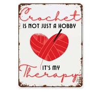 Funny Tin Sign Crochet Is My Vintage Inspirational Plaque for Bathroom Bedroom Craft Corner 8 X 12 in