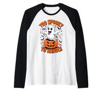 Funny To Spooky To Handle Cute Ghost Halloween Camiseta Manga Raglan