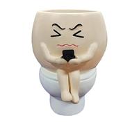 Funny Toilet Flower Pot - Resin Planter Statue, Creativee Potted Container, Succulentt Holder Feature, Playful Decorative Accent, Durable Artistic Craft Ornament | Table Shelf Counter Bathroom Styling
