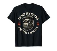 Funny Touch My Beard and Tell Me I'm Pretty Monkey (en la Parte Trasera) Camiseta