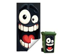 Funny Trash Can Sticker 68cm Face Wall Decal For Indoor | Self Adhesive PVC Decal Turns Any Bin Into A Quirky Character With Big Eyes And Teeth. Great For Home, Office, And Kids' Room