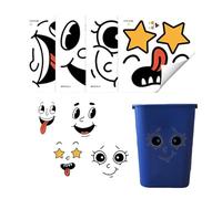 Funny Trash Can Stickers - 4 Sheets Expression Decals | Cute Waterproof Garbage Bin Toilet Lid Decor Stickers For Kitchen Fridge Bucket Bathroom Garden Patio Indoor Outdoor Use