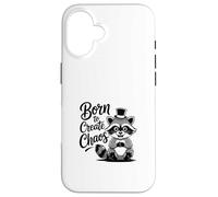 Funny Trash Panda Raccoon Meme Born to Create Chaos Carcasa para iPhone 16