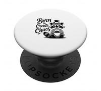 Funny Trash Panda Raccoon Meme Born to Create Chaos PopSockets PopGrip Adhesivo