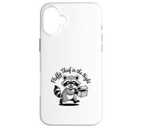 Funny Trash Panda Raccoon Meme Fluffy Thief in The Night Carcasa para iPhone 16 Plus