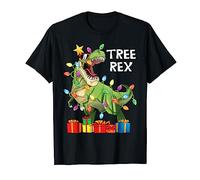 Funny Tree Rex X-Mas Santa Tree Rex Christmas Tree Lights Camiseta
