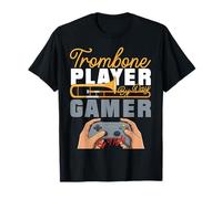 Funny Trombone by Day Gamer by Night Band Player Retro Kids Camiseta