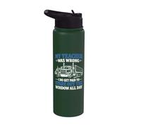 Funny Trucker Art Hombres Mujeres Semi Truck Driver Big Rig Stainless Steel Insulated Water Bottle