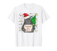 Funny True Crime Christmas Cat Dad Grumpy Serial Killer Cat Camiseta