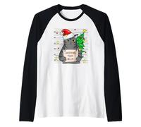 Funny True Crime Christmas Cat Dad Grumpy Serial Killer Cat Camiseta Manga Raglan