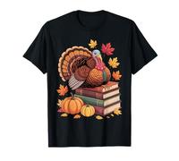 Funny Turkey Reading Books Fall Autumn Thanksgiving Vibes Camiseta