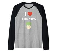 Funny Turnip Food Minimalist Simple i Love Turnips Camiseta Manga Raglan