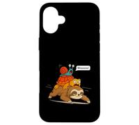 Funny Turtle and Snail Riding Sloth Meme Piggyback Animals Carcasa para iPhone 16 Plus