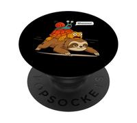 Funny Turtle and Snail Riding Sloth Meme Piggyback Animals PopSockets PopGrip Adhesivo