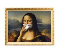 Funny Twisted Mona Lisa Wall Art - Marco De Madera Retorcida Humorística Mona Lisa Print | Decoración De Pared Parodia De Da Deformado Y Original | Sala De Baño Arte Divertido