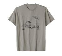 Funny UFO Bearded Dragon Western Alien Vintage 90s Wild West Camiseta