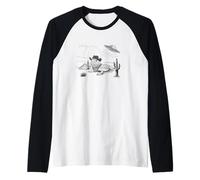 Funny UFO Bearded Dragon Western Alien Vintage 90s Wild West Camiseta Manga Raglan