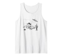 Funny UFO Bearded Dragon Western Alien Vintage 90s Wild West Camiseta sin Mangas