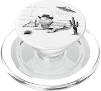 Funny UFO Bearded Dragon Western Alien Vintage 90s Wild West PopSockets PopGrip para MagSafe