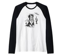 Funny UFO Bernese Mountain Dog Alien Vintage 90s Wild West Camiseta Manga Raglan