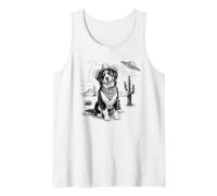 Funny UFO Bernese Mountain Dog Alien Vintage 90s Wild West Camiseta sin Mangas