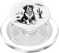 Funny UFO Bernese Mountain Dog Alien Vintage 90s Wild West PopSockets PopGrip para MagSafe