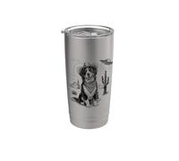 Funny UFO Bernese Mountain Dog Alien Vintage 90s Wild West Vaso térmico de acero inoxidable de doble pared