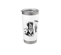 Funny UFO Bernese Mountain Dog Alien Vintage 90s Wild West Vaso térmico de acero inoxidable de doble pared