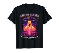 Funny UFO Get In Loser Alien Meme Retro Sci Fi Style Camiseta
