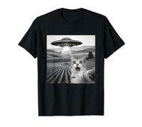 Funny UFO Selfie Apparel Gifts - Camiseta de Gato con OVNI - Unisex - Manga Corta - Black - S