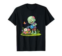 Funny Undead Kid Regando Flores Zombie Garden Camiseta