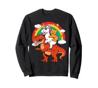 Funny Unicorn Cat Riding Dinosaur T-Rex Rainbow Space Galaxy Sudadera