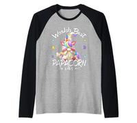Funny Unicorn Dad GNOME For Fathers Day Worlds Best Papacorn Camiseta Manga Raglan