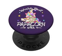 Funny Unicorn Dad GNOME For Fathers Day Worlds Best Papacorn PopSockets PopGrip Adhesivo