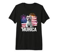 Funny USA Flag Patriotic Mom 4th July Merica Westie Lover Camiseta Premium