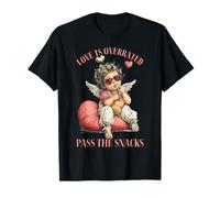Funny Valentines Cupido Love Is Overrated Pass The Snacks Camiseta