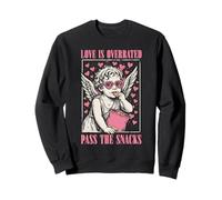 Funny Valentines Cupido Love Is Overrated Pass The Snacks Sudadera