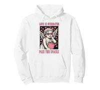 Funny Valentines Cupido Love Is Overrated Pass The Snacks Sudadera con Capucha
