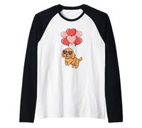 Funny Valentines Day Heart Balloons Goldendoodle Dog Lover Camiseta Manga Raglan