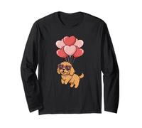 Funny Valentines Day Heart Balloons Goldendoodle Dog Lover Manga Larga