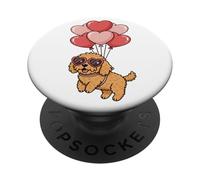 Funny Valentines Day Heart Balloons Goldendoodle Dog Lover PopSockets PopGrip Adhesivo
