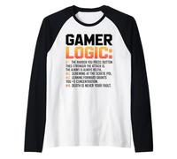 Funny Video Games Gamers Gaming Gamer Logic Camiseta Manga Raglan