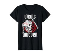 Funny Viking Unicorn Hacha Skull Norse Mythology Odin Dad Men Camiseta gráfica económica, Mujer, Negro, XS