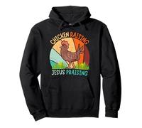 Funny Vintage Chicken Raising Jesus Praising Retro Sudadera con Capucha