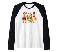 Funny Vintage Christmas Silly Goose Festive Graphic Camiseta Manga Raglan