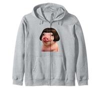 Funny Viral Pig with a Bob Haircut Black Hair Pig Meme Wig Sudadera con Capucha
