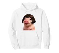 Funny Viral Pig with a Bob Haircut Black Hair Pig Meme Wig Sudadera con Capucha
