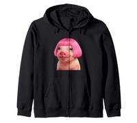 Funny Viral Pig with a Bob Haircut Pink Hair Pig Meme Wig Sudadera con Capucha