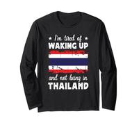 Funny Waking up in Thailand Thai Flag Thailand Travel Manga Larga