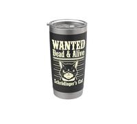 Funny Wanted Dead and Alive Gato de Schrödinger Vaso térmico de acero inoxidable de doble pared